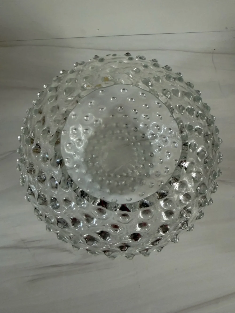 Vintage MCM clear glass hobnail vase